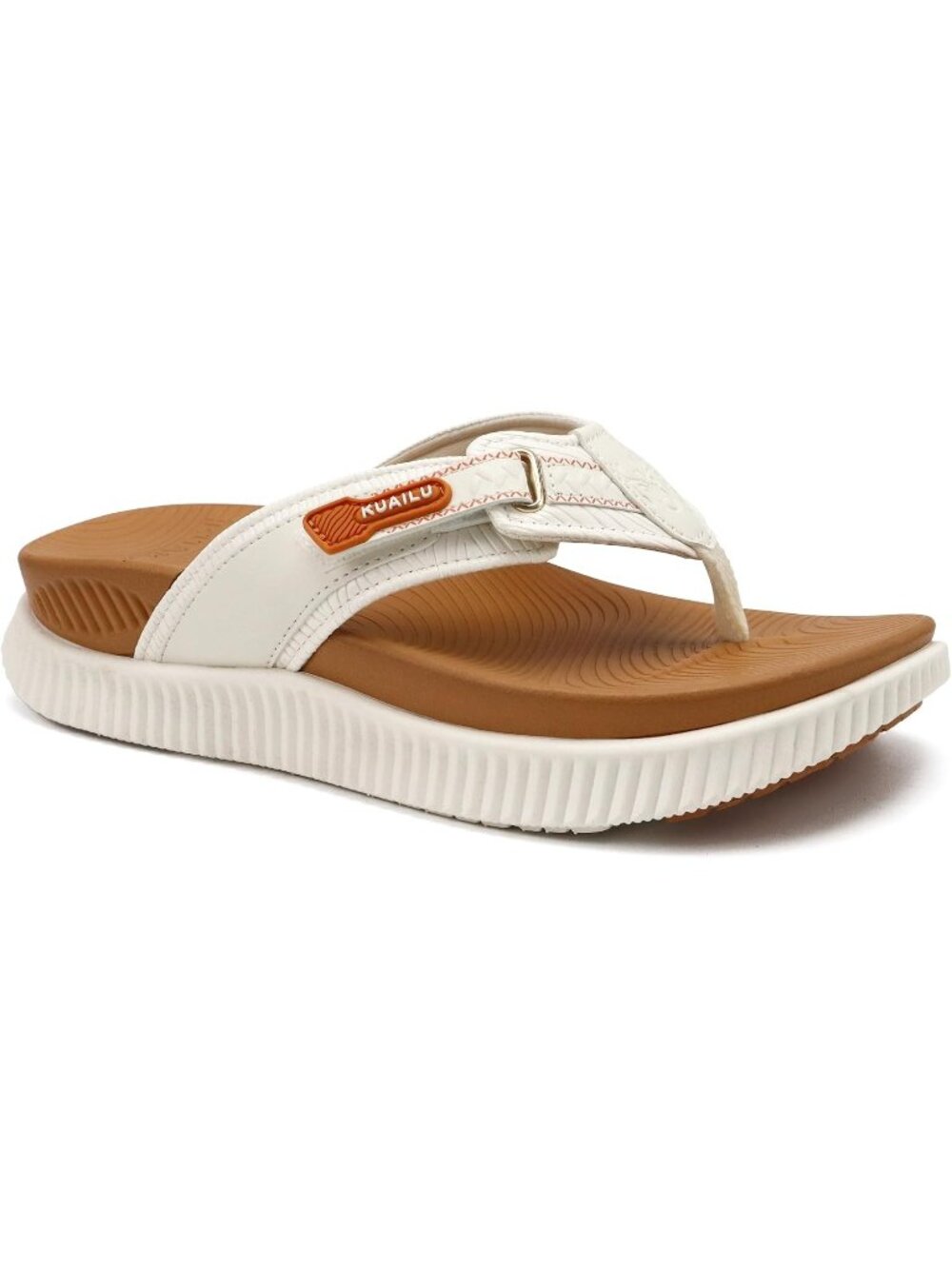 Women's White Orthotic Cushion Flip Flops Sandals With Arch Support Foot bed